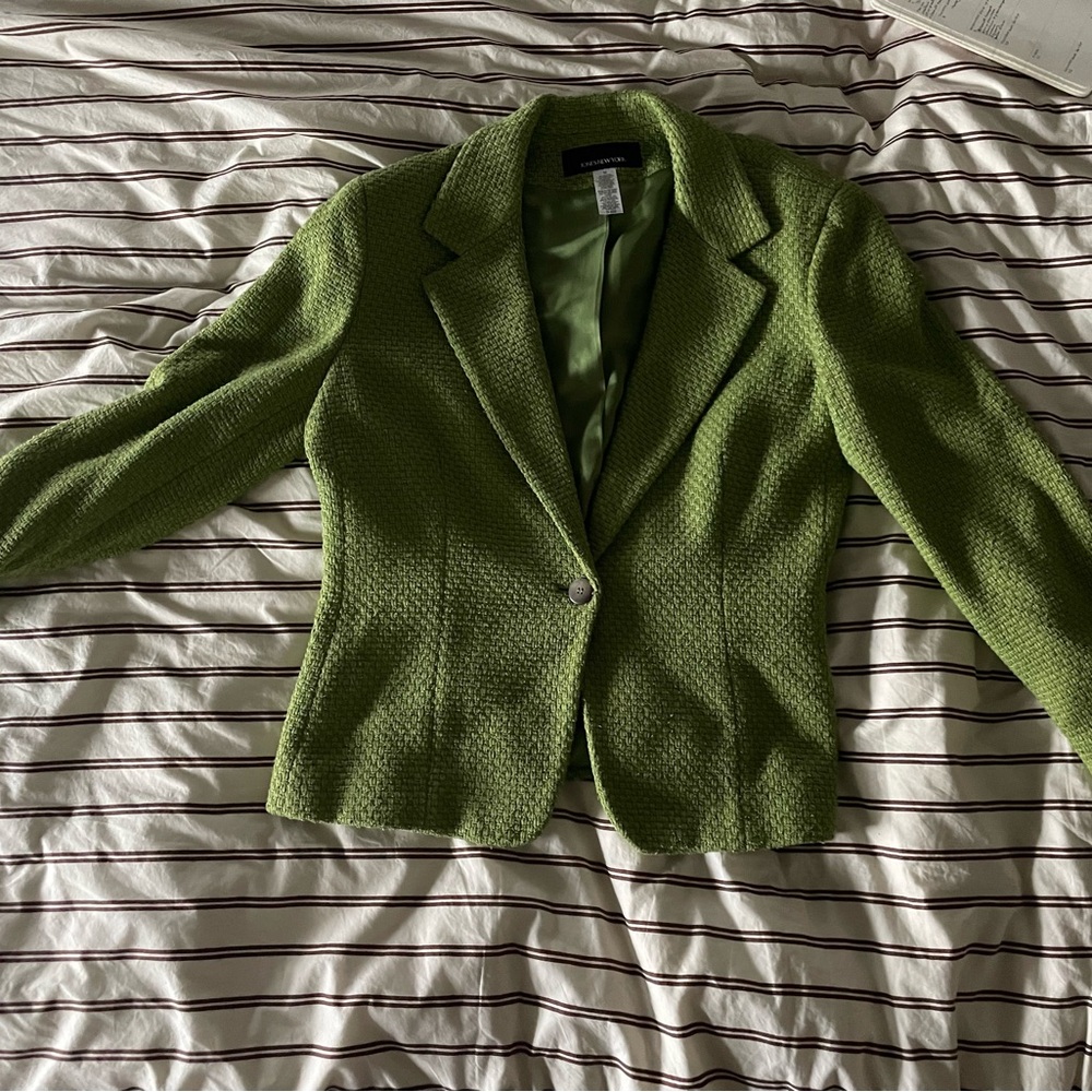 Green Textured Women's Blazer